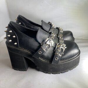 Demonia Assault 38 Black Platform Loafer Shoes